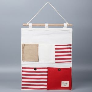 White & Red Stripe Pattern Hanging Storage Bag Organizer NWT